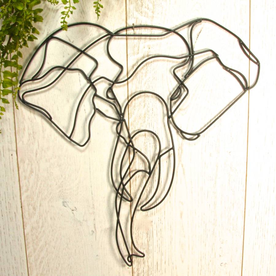elephant wire wall art by london garden trading
