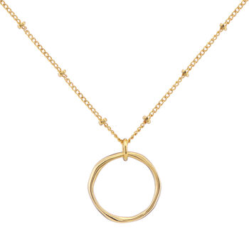Ronda Round Circle Yellow Gold Plated Necklace, 7 of 9