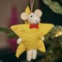 Felt Star Mouse Christmas Tree Decoration, thumbnail 1 of 2