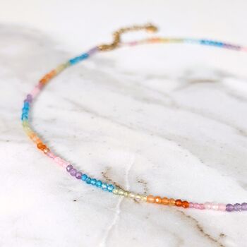 Good Vibes Rainbow Gemstone Beaded Necklace, 4 of 7
