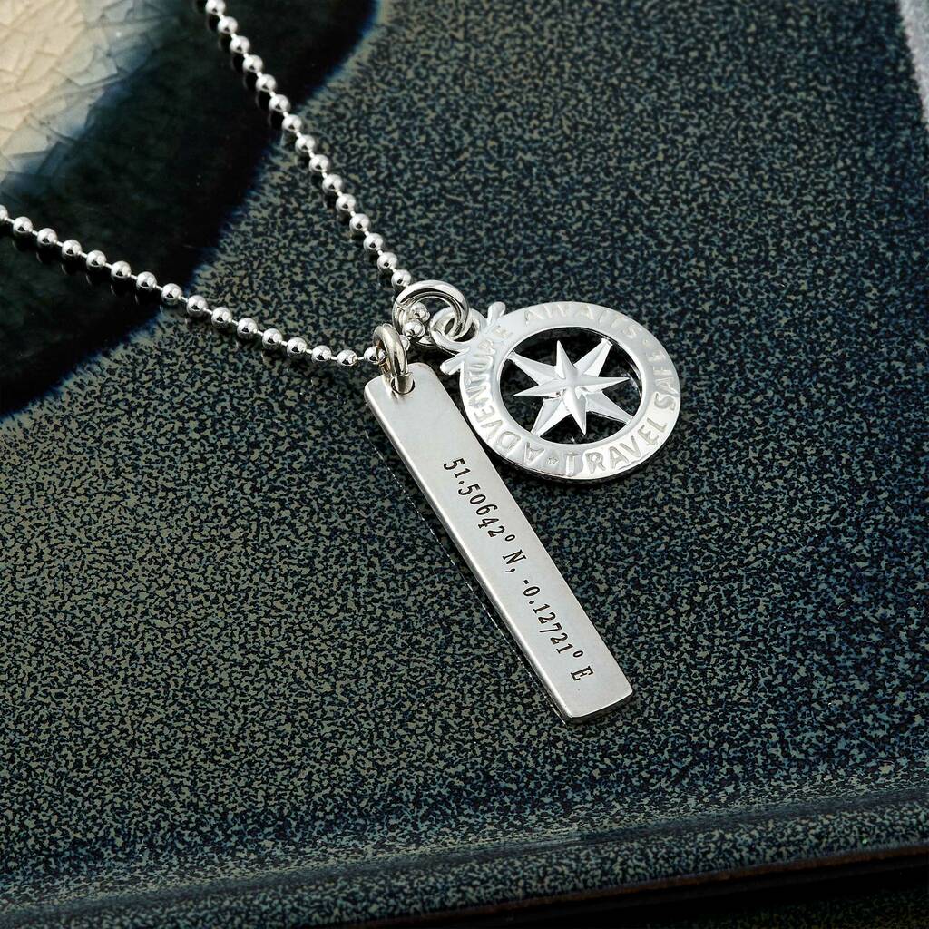 Coordinates Travel Safe Tag Necklace, 1 of 10
