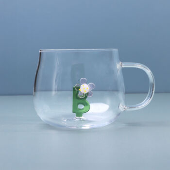 G Decor Handmade Monogram Glass Florist Personalised Alphabet Letters 3D Tea And Coffee Mugs – A To Z, 4 of 7