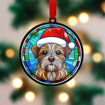Border Terrier In Santa Hat Suncatcher Decoration, 4 of 6