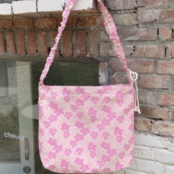 Ruched Floral Pink And White Shoulder Bag, 5 of 8