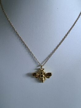 18 K Gold Plated Bee Pendant Necklace, 3 of 11
