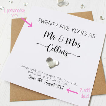 Personalised 25th Anniversary Card For Husband Or Wife, 2 of 5