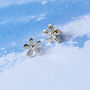 Five Petal Flower Sterling Silver Stud Earrings, thumbnail 4 of 10
