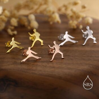 Mismatched Tiny Karate Stud Earrings In Sterling Silver, 3 of 10