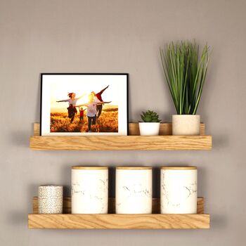 Personalised Oak Floating Ledge Shelf – Handmade Father’s Day Gift For Home Office, 4 of 8