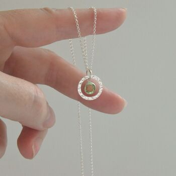 Sterling Silver Halo Birthstone Necklace, 3 of 5