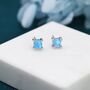 Blue Opal Square Stud Earrings In Sterling Silver, thumbnail 3 of 12