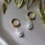 Sculptural Pearl Drop Gold Hoop Earrings, thumbnail 4 of 4