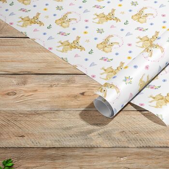 Anniversary Rabbits Gift Wrapping Paper Roll Or Folded, 2 of 3