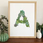 Illustrated Succulent Initial Print, thumbnail 1 of 4