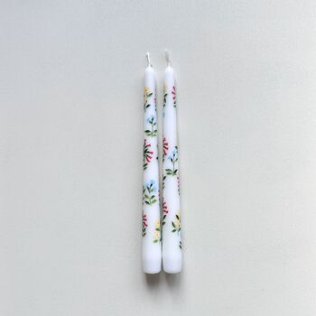 Hand Painted Wildflower White Taper Candles, 4 of 7