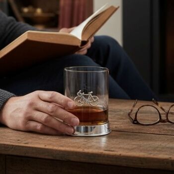 Personalised Cycling Glass With Motif And Engraved Collar, 12 of 12