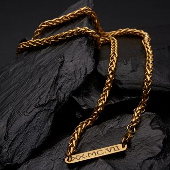 Engraved 5mm Gold Wheat Chain, 6 of 10