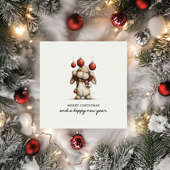 Bunny Christmas Card Pack Of Four, Hoppy New Year, 4 of 5
