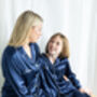 Personalised Girl's Navy Satin Pyjama's, thumbnail 8 of 9