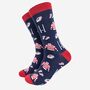 Men's Rugby Bamboo Socks In Navy And Red, thumbnail 2 of 4