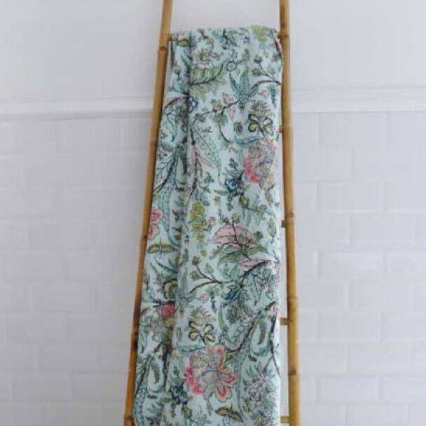 Mint Exotic Flowers Kantha Throw, 1 of 3