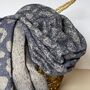 Leopard Print Blanket Scarf In Navy Blue, thumbnail 2 of 4