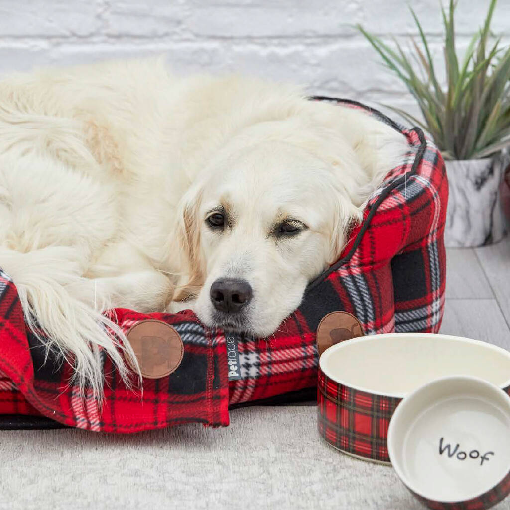 Highland Red Tartan Oval Dog Bed By Blackdown Lifestyle