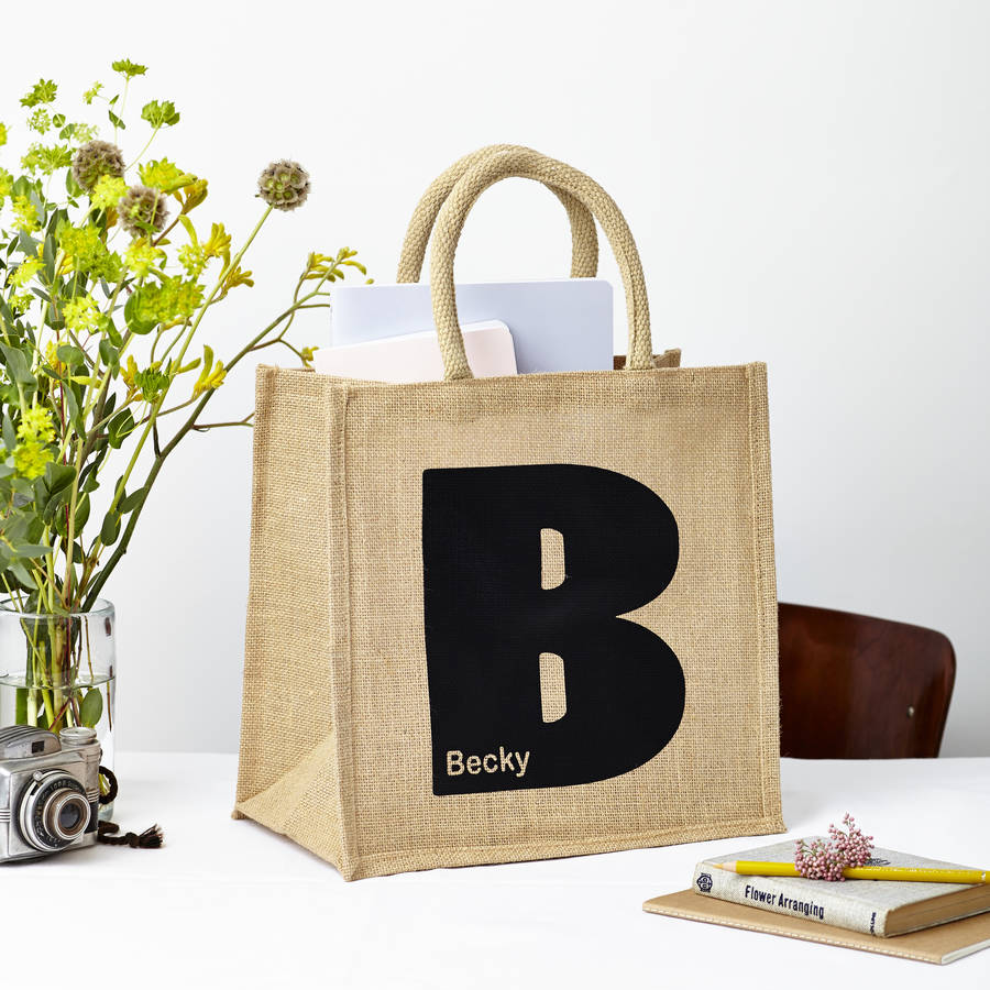 Personalised Initial Jute Shopping Bag By Tillyanna