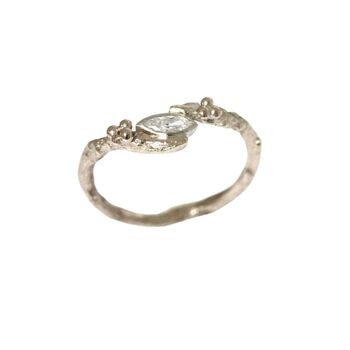 Dainty Organic Engagement Ring. Marquise Diamond Ring, 3 of 8