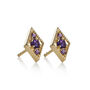 Gold Vermeil And Amethyst Diamond Shape Stud Earrings, thumbnail 3 of 5