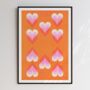 Retro 10 Of Hearts Playing Card Riso Print On Recycled Paper, thumbnail 5 of 7