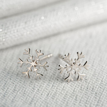Sterling Silver Snowflake Stud Earrings, 4 of 8