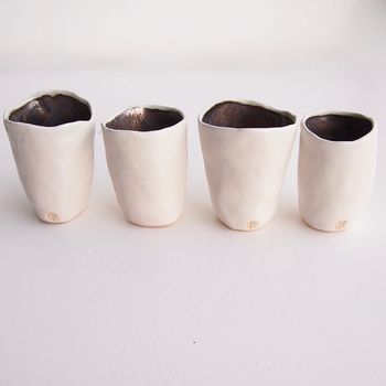 Handmade Small White And Gold Ceramic Flower Vases, 2 of 7
