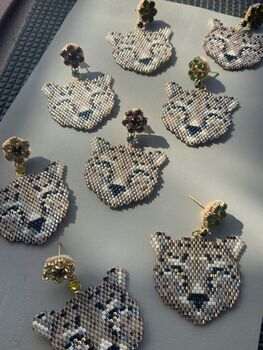 Hand Beaded Cheetah And Crystal Earrings, 5 of 7