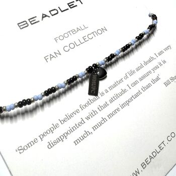 West Ham Utd Whufc Bead Bracelet With Heart Charm Football Fan Gift, 2 of 6