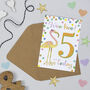 Flamingo 5th Birthday Card, thumbnail 1 of 2