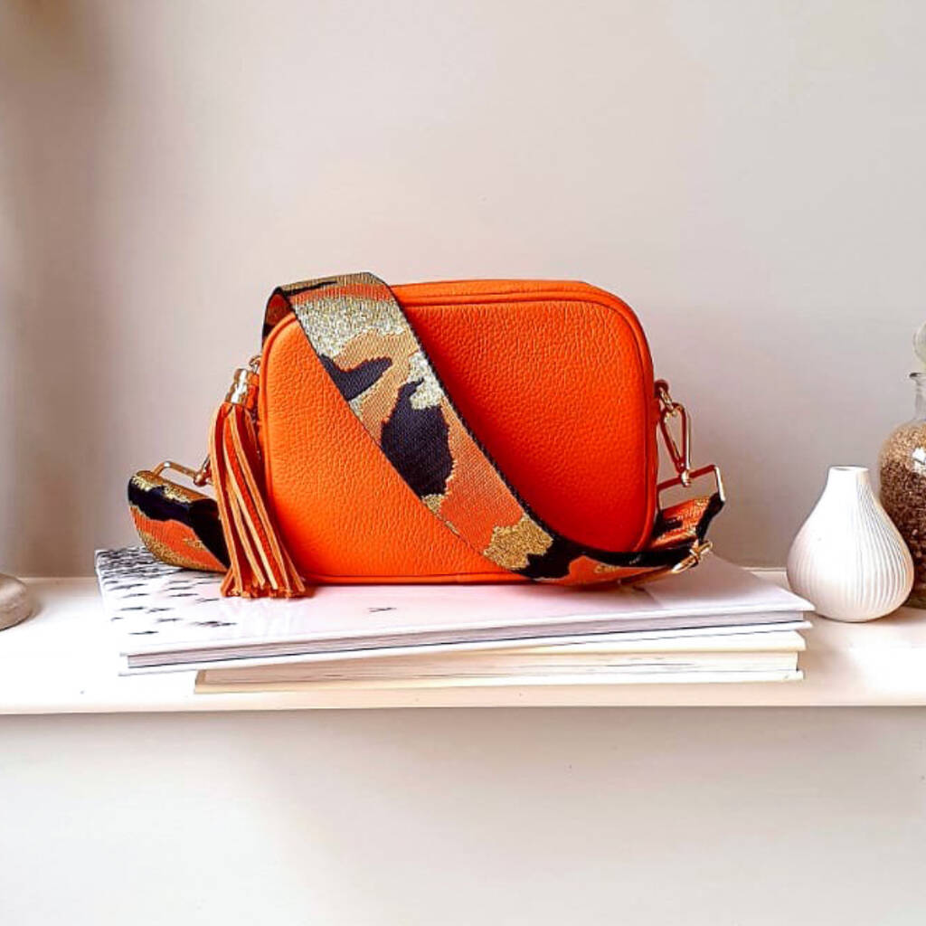 Orange Leather Handbag With Interchangeable Strap By Apatchy ...