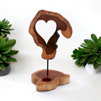Wooden Heart Tealight Holder Anniversary Gift, 3 of 3