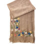 Hand Embroidered 100% Linen Scarf In Soft Brown Floral, thumbnail 2 of 5