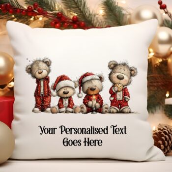 Personalised Christmas Teddy Bear Family Gift Cushion, 10 of 11