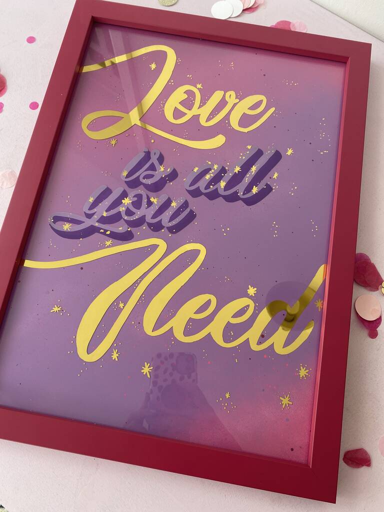'Love Is All You Need' Framed Typographic Art, 1 of 4