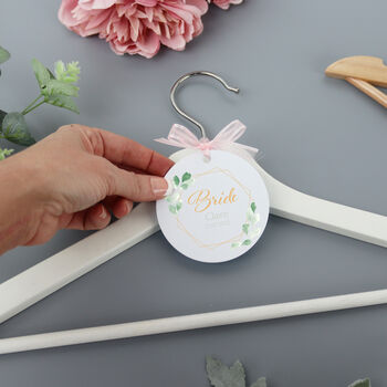 Personalised White Wedding Hanger Tag Botanical, 3 of 6