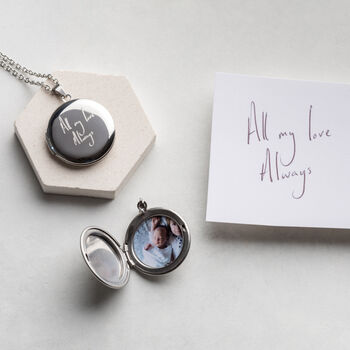 Personalised Engraved Handwriting Locket With Photo, 2 of 11