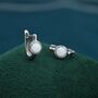 Sterling Silver White Opal Huggie Hoop Earrings, thumbnail 1 of 11