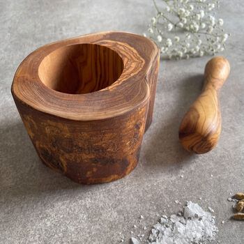 Natural Olive Wood Pestle And Mortar, 8 of 9