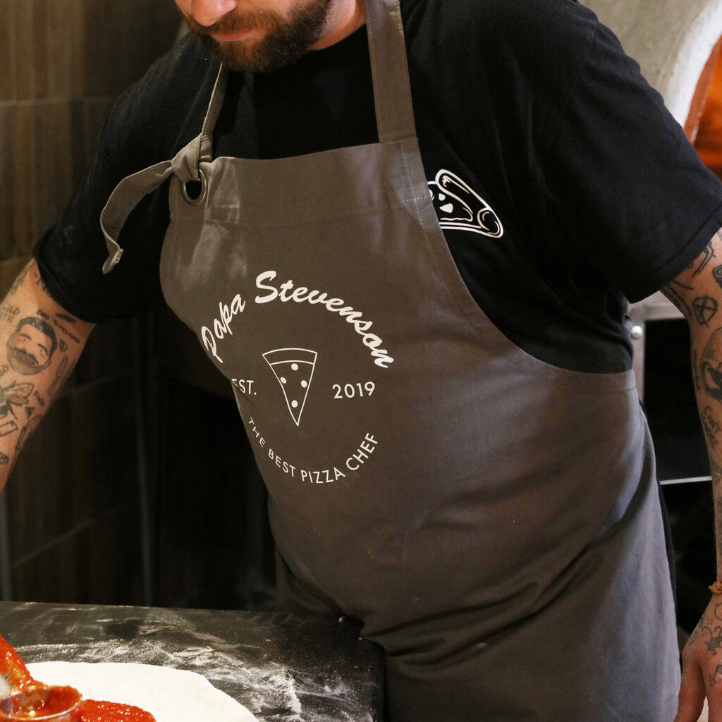 Personalised 'Best Pizza Chef' Grey Apron By Lisa Angel