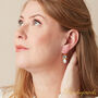 Blue Topaz And White Pearl Statement Gold And Silver Drop Earrings, thumbnail 4 of 9