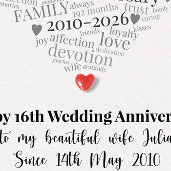 Personalised 16th Wedding Anniversary Card, 4 of 6