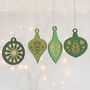 Christmas Tree Decoration Set, Green With Gold, thumbnail 1 of 5