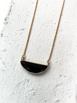 Jade Semi Circle Necklace Real 18k Gold Plated Gift, 5 of 8